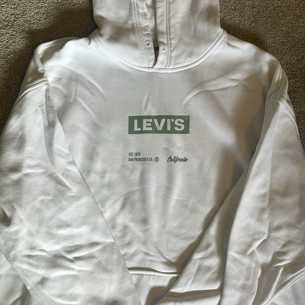 Levi's White Hoodie with Green Logo